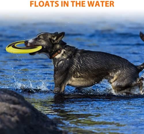 SKIPDAWG Interactive Tug Toy, Flying Disc Water Toy Non-Toxic Light TPR/Nylon Fabric, Pet Training and Outdoor Exercise Toys for Dogs, Diameter 9 Inches