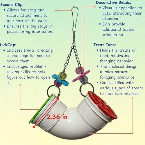 Mouse Rat Enrichment Toys Foraging, Treat Dispenser Rats Foraging Toy, Interactive Hide Treats Enrichment Hamster Toy for Rats Guinea Pig Small Pet, Hanging Slow Feeder (S, Plastic)