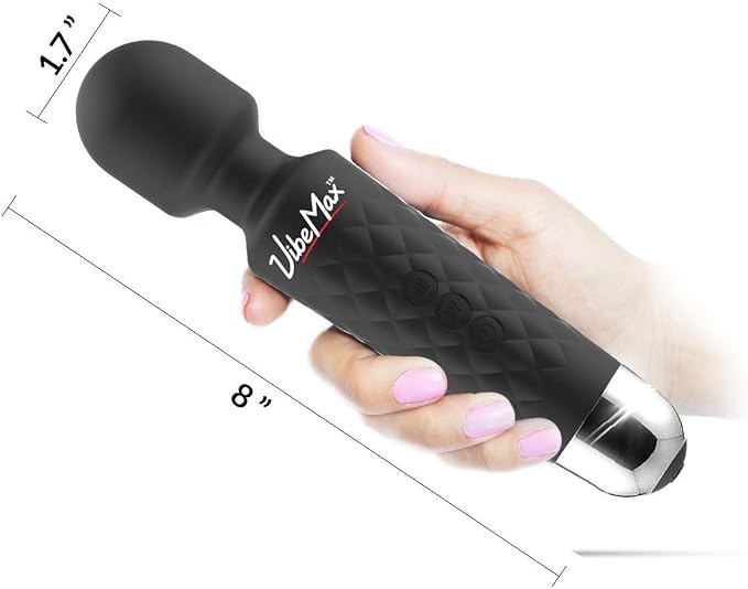 VibeMax Rechargeable Personal Massager - Powerful Multi Speed Vibration - Whisper Quiet - Waterproof - for Muscle Tension Relief in Neck, Back, Shoulders, Legs and Feet - Black