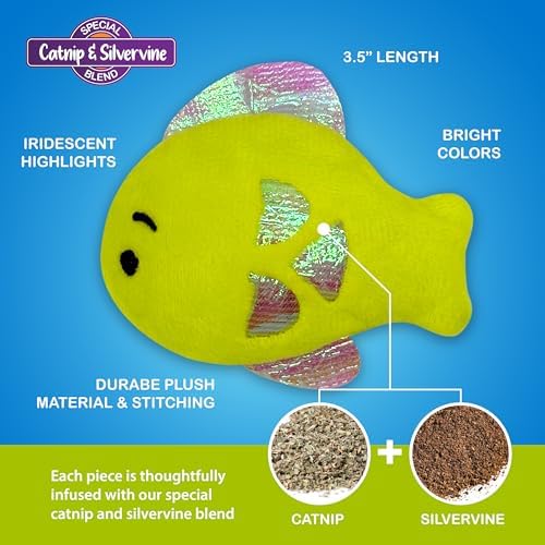 Catnip & Silvervine Plush Cat Toy for Kittens - Fish