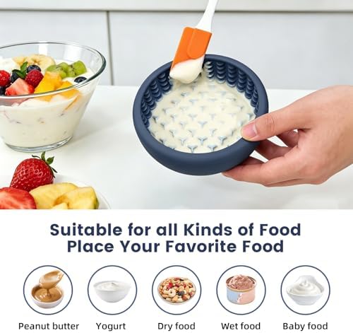 Dog Licking Bowl,Slow Feeder Dog Freeze Bowl, Anxiety Relief Treat Dispenser, Silicone Anti-chocking Pet Dish, Non-Slip Interactive Entertainment Puzzle Toy for Small & Medium-Dark Blue