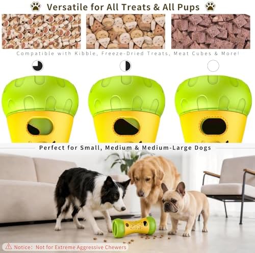 Treat Dispensing Dog Puzzle Toy, Interactive Dog Toys, Yellow