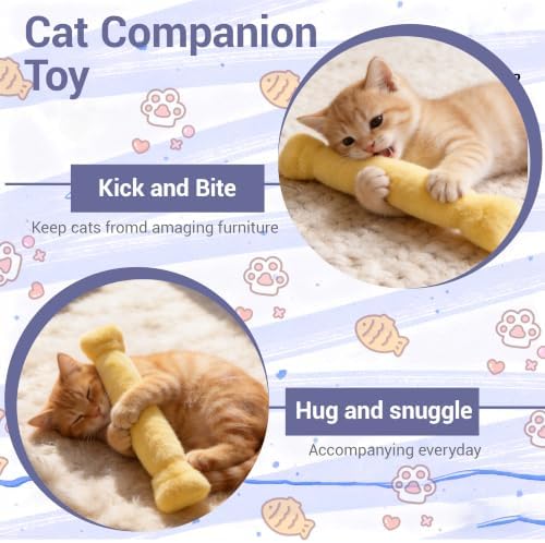 3 Pack Catnip Pillow Toys for Indoor Cats, Soft Plush Cat Toys with Pastel Macaron Colors, Interactive Catnip Toys for Biting, Cuddling and Play, Cute Kitty Toys
