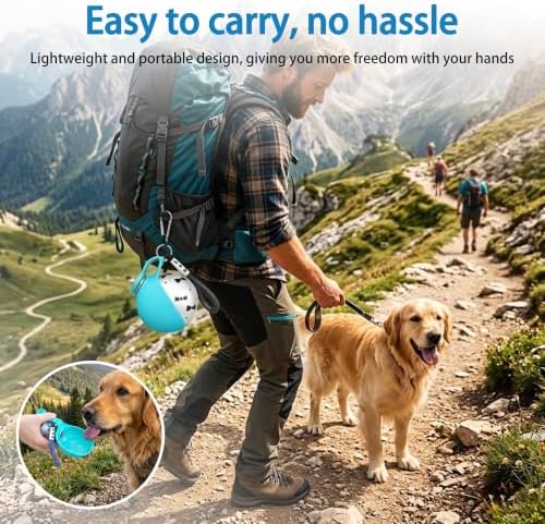 Portable Pet Water Bottle & Collapsible Dog Bowls, Spill Proof Water Dispenser, Cat Food Container & Dog Treat Holder, Small Size Pet Supplies Travel Accessories for Puppy (Blue)