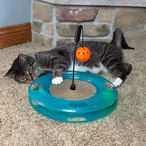Kitty City Swat Ball Track Cat Toy, 3 Toys in 1 Cat Toy for Cat and Kitty, Ball Track Cat Toy with Hanging Ball and Scratch Pad, 10.5" x 12.00" x 12.00, CM-0209-CS01