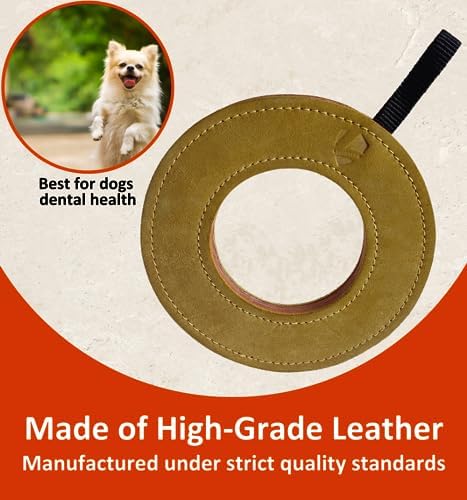 Leather Dog Toys for Small Puppies, Genuine Leather Chew Toys, Safe Puppy Toys, Durable Dog Chews for Teething, Interactive Play, Training, and Healthy Chewing (Ring)