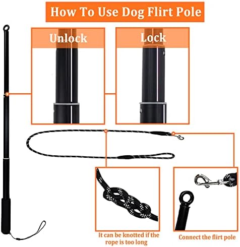ASOCEA Flirt Pole with Tug Toy for Small Medium Large Dogs Outdoor Training