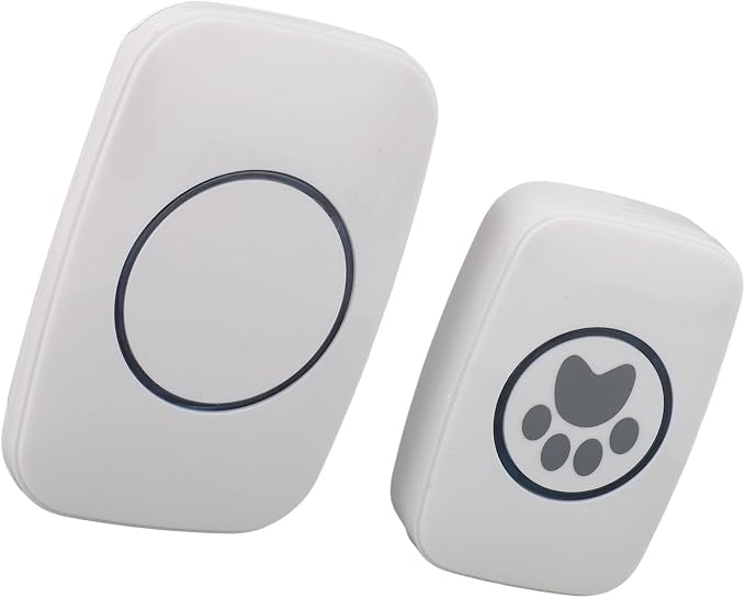 Wireless Dog Doorbell, Portable Smart Pet Doorbell with Intelligent Sensing Transmitter and Receiver for Dog Training and Home Use, Black (US Plug)