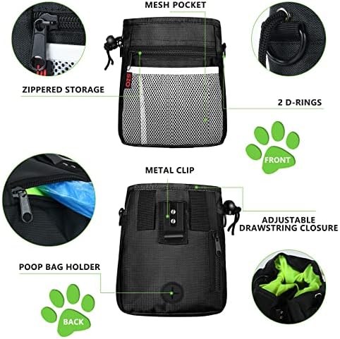 SZO Dog Training Treat Pouch with Training Clicker, Black