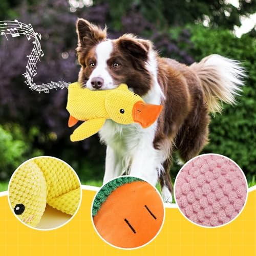 Squeaky Plush Duck Dog Toy for Aggressive Chewer with Built-in Sound，Blue
