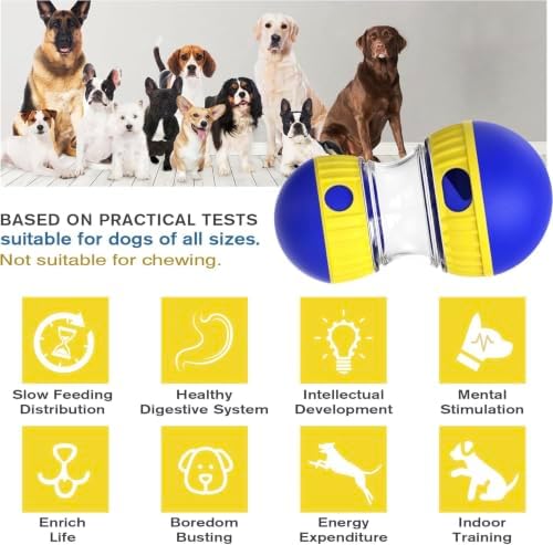 Dog Puzzle Toy Adjustable Treat Dispensing Ball Food Dispenser Tough Slow Feeder Puppy Enrichment Training Toy Pet Interactive Chase Toys for Small Medium Large Dogs⁠