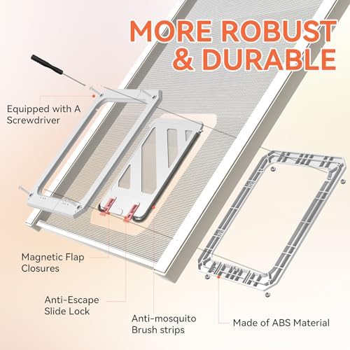 LIBBEPET Cat Door for Screen Door with Lockable Flap for Cat ≤20 lbs, White