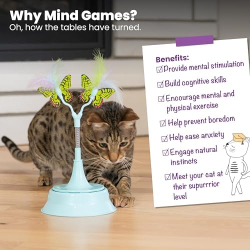 Catstages 2-in-1 Bouncy Flutter Bug Spring Cat Toy – Interactive Standalone or Ball Track Add-On, Blue