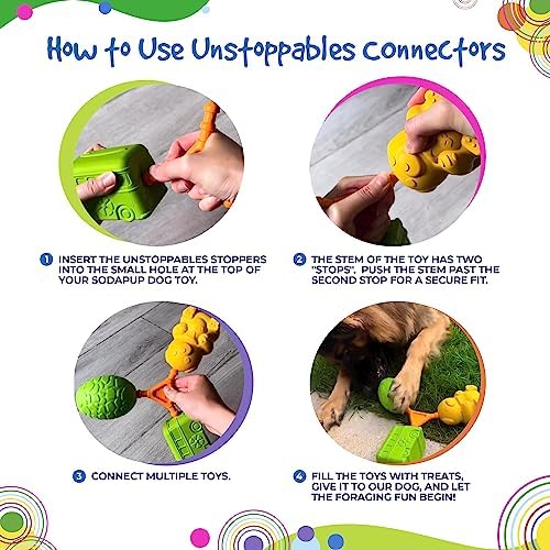SodaPup Unstoppables – Connectors for Treat Dispensers Made in USA from Non-Toxic, Pet Safe, Food Safe Nylon Material to Link Treat Dispensers and Challenge Dog’s Foraging Instincts – 2 Pack