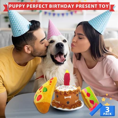 Dog Birthday Toys 3 Pack for Large Medium Small Dogs