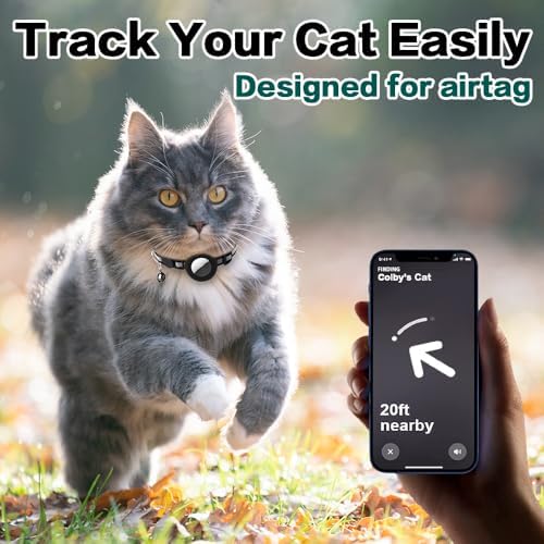 Airtag Cat Collar Breakaway, Cat Collar with Air Tag Holder, Purple | Safety Breakaway Buckle, Airtag Holder,Reflective Strip,Bell,Adjustable Size to Fit Different Cats kitten,Lightweight