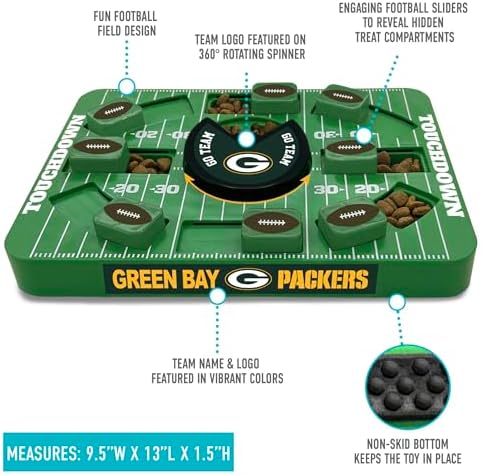 Pets First NFL Green Bay Packers Large Puzzle Toy, New Size, Interactive Dog Treat & Slow Feeding Toy