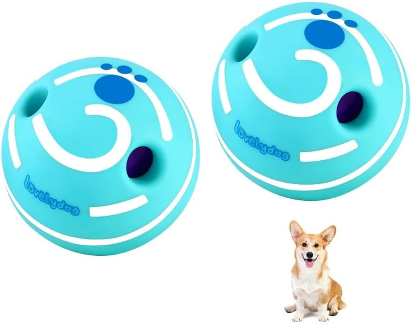 Wobble Giggle Ball for Dogs Durable Interactive Dog Toys for Small Medium Large Dogs (Blue/White, L/4.33 inch)