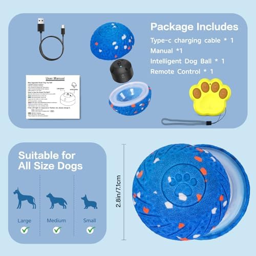 Smart Interactive Dog Toy Ball for Small Medium Dogs, E-TPU Resists Chewing