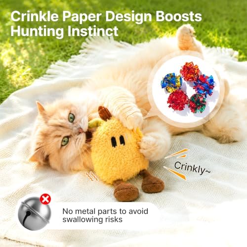 Potaroma Plush Catnip Fruit Cat Toy 2 Pack, Crinkle Interactive Chew Pillow