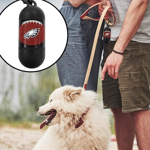 Pets First NFL PHILADELPHIA EAGLES PET LICENSED Poop Waste Bag Dispenser and D Ring for Leash with 15 Premium Garbage Bags