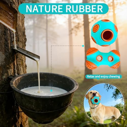 Dog Chew Toys 3 Pack, Squeaky Toy, Treat Dispensing Slow Feeder for Large and Medium Dog, Multifunctional Teeth Cleaning and Gum Massage (Bone-Ball-Glove)