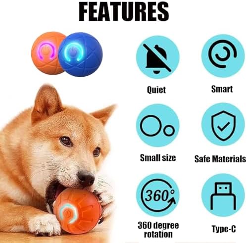 Smart Jumping Ball for Dogs,Shaky Ball Toy for Dogs,Vibrating Do g Balls,USB Rechargeable Shaky Balls Dog Toy,Interactive Dog Bouncing B All for D ogs for Small, Medium,Large D ogs (Orange+Blue)