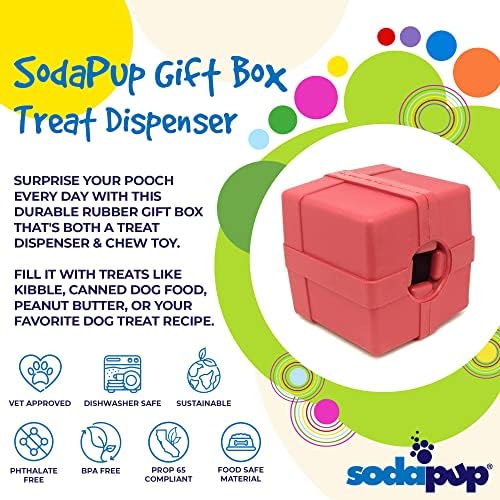 SodaPup Gift Box – Durable Dog Treat Dispenser & Chew Toy Made in USA from Non-Toxic, Pet Safe, Food Safe Natural Rubber Material for Mental Stimulation, Problem Chewing, Calming Nerves, & More