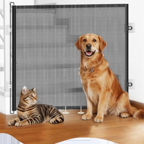 Cat Door Gate Indoor Retractable Safety Mesh Barrier