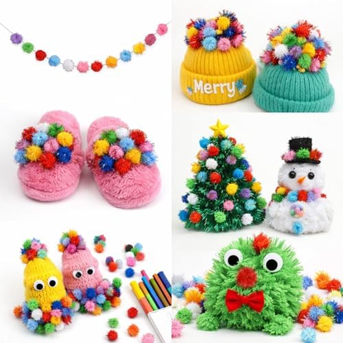 100 Pcs Cat Pom Pom Balls, 1 Inch Cat Toy Sparkle Balls Soft Interactive Cats Puff Ball Toys for Indoor Exercise Playing Entertainment and Crafts (Multicolor)