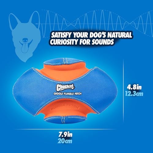 Chuckit! Giggle Fumble Fetch Ball Dog Toy 7.9", Makes Funny Giggle Sounds