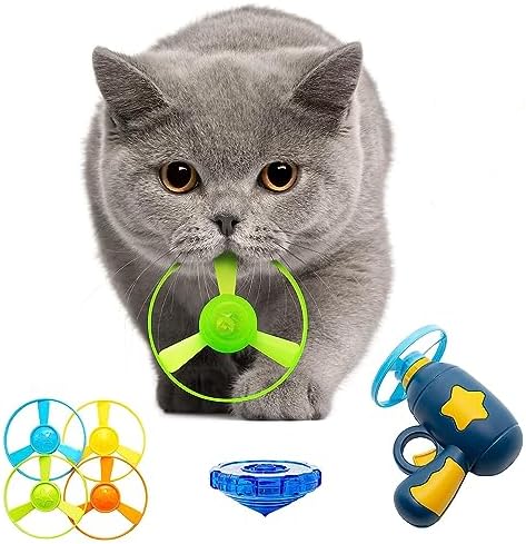 Cat Toy Launcher with Propellers, Flying Disc Fetch for Indoor/Outdoor Cats