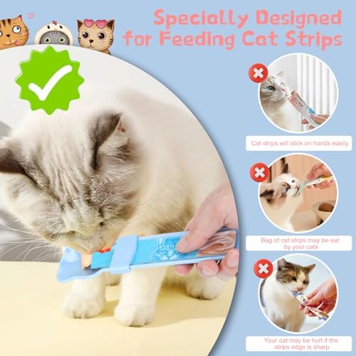 Yummy Sam 3pcs Cat Strip Feeders, Cat Lickable Puree Treat Food Dispenser, Kitten Strip Squeeze Spoon for Wet Food and Liquid Snack, Pet Food Mixing Spoon Feeding Scoop for Small Pets Puppies