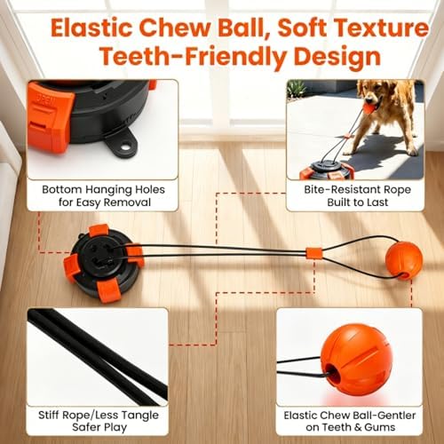 Interactive Suction Cup Tug of War Dog Pull Toys for Medium and Large Dogs, Chew & Puppy Teething Puzzle Toy Ball, Mental Enrichment Toy for Aggressive Chewers to Keeps Dogs Busy