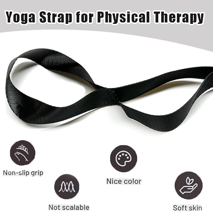 Oak-Sports Stretching Strap Yoga Strap for Physical Therapy with 10 Loops, Yoga Straps for Stretching, Upgraded Non-Elastic Stretch Band for Pilates, Dance and Gymnastics with Workout Guide