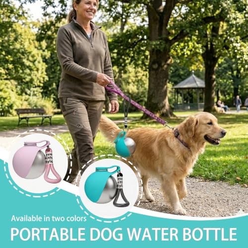 Portable Pet Water Bottle & Collapsible Dog Bowls, Spill Proof Water Dispenser, Cat Food Container & Dog Treat Holder, Small Size Pet Supplies Travel Accessories for Puppy Walking & Gifts