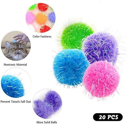 20PCS 1.5INCH Extra Large Cat's Favorite Chase Glitter Ball Toy