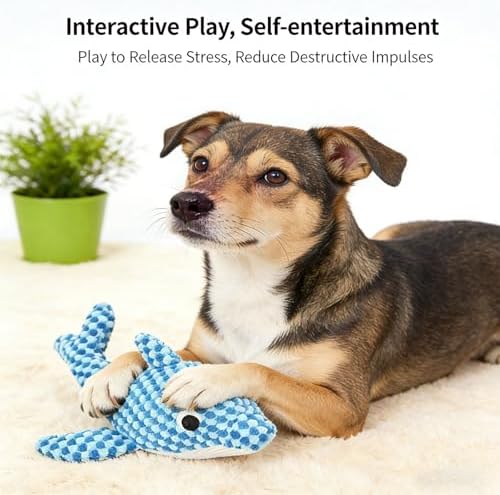 Ocean Plush Dog Toys, Squeaky Chew Toys for Puppy - Dolphin