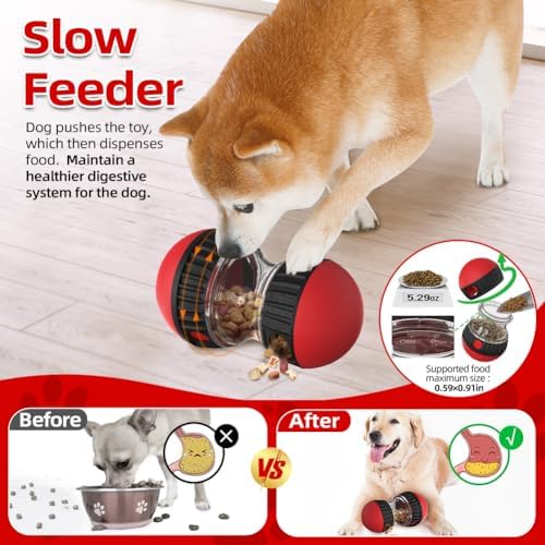Mankoda Interactive Dog Puzzle Toy, Rolling Treat Dispenser Slow Feeder