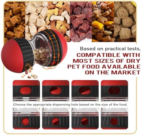 Cognitive Dog Toys,Slow Feeder Interactive Toys,Mushroom Dog Food Dispenser,for Small Dogs,Treat Dispenser Food Puzzle Ball for Mental Stimulation, Red Color