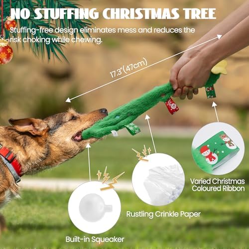 Nocciola 3 Pack Christmas Dog Toys, Interactive Crinkle Dog Squeaky Toys, Plush Dog Toys for Christmas, Christmas Toys for Puppy Small Medium Large Dogs & Aggressive Chewers