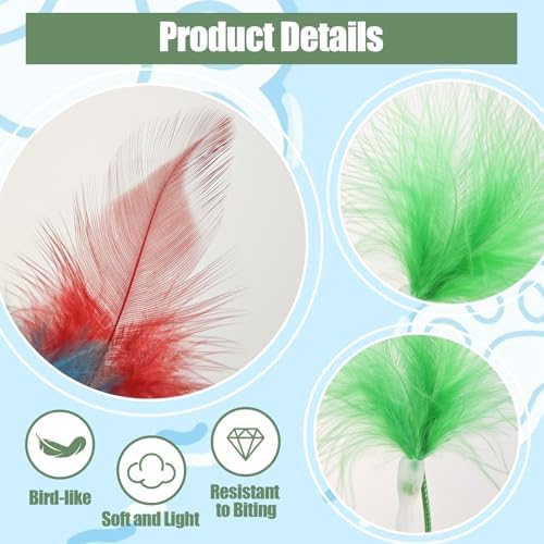 6 Pcs Cat Feather Toys Replacement Compatible with P43, 3 Colors Cat Toy Wand Refills, Cat Toy Feathers Refill, Interactive Cat Teaser Wand Attachments, Only Accessories