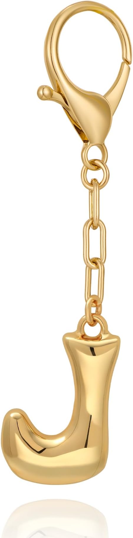 WOWORAMA Initial Letter Keychain for Women Chunky Gold Bubble Letter Bag Charm Purse Charm Personalized Keyrings Accessories