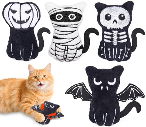 Retro Shaw Catnip Cat Toys, Horror Goth Cat Toy for Indoor Cats Kitty, 4PCS