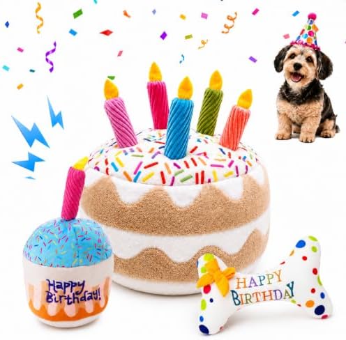 Dog Birthday Cake Squeak Toys, 3 Pcs (All)