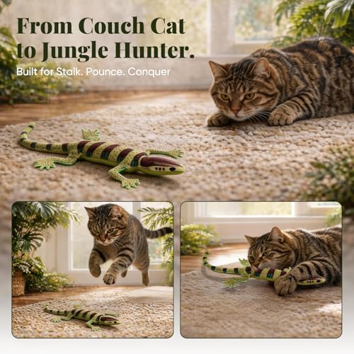 CiyvoLyeen Plush Lizard Catnip Toys for Indoor Cats 4 Pack