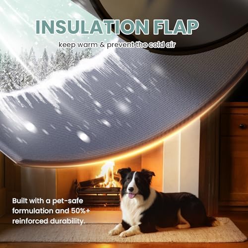 3-Flap Plastic Dog Door for Wall, Pets Up to 100 lbs (Large) | Telescoping Tunnel, Eco-Friendly, Durable Plastic Frame, Insulated Flap, Magnetic Design, Energy-Efficient, Closing Panel