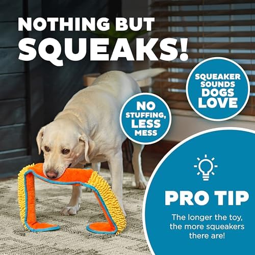 Outward Hound Durablez X-Large Nubby Snake Stuffing-Free Squeaky Plush Dog Toy for Puppies & Dogs - Interactive, Soft Yet Tough, No Mess, Jumbo Squeaker, Long-Lasting Play, 39 inch, Orange