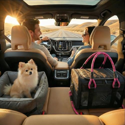 Soft-Sided Pet Carrier, Black Pink, 19.7 x 11.8 x 11.4 in