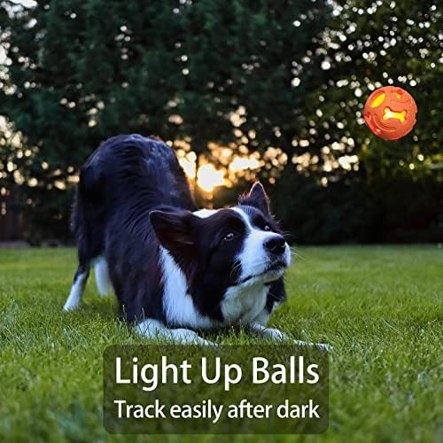 Leejec Dog Toys, 2.5" Interactive Light up Balls, for Medium & Small Breed